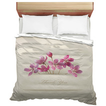 Floral Spring Vector 'Thank You' Pink Flowers Card Bedding 49330264