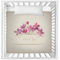 Floral Spring Vector 'Thank You' Pink Flowers Card Nursery Decor 49330264