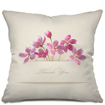 Floral Spring Vector 'Thank You' Pink Flowers Card Pillows 49330264