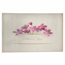 Floral Spring Vector 'Thank You' Pink Flowers Card Rugs 49330264