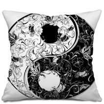 Floral Yin Yang Symbol Pillows 44068712
