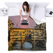 Florence Ponte Vecchio Sunset View Blankets 63238069