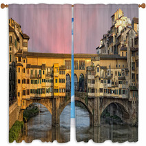 Florence Ponte Vecchio Sunset View Window Curtains 63238069