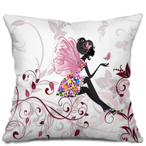 Flower Fairy With Butterflies Pillows 41865317