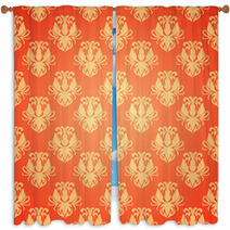 Flower Pattern In Old Style With A Flourish Window Curtains 52133401