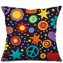 Flower Power Hippie Seamless Pattern Pillows 51990437