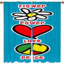 Flower Power Sign Window Curtains 38993123