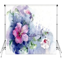 Flowers Botanical Illustration Watercolor Backdrops 283476501