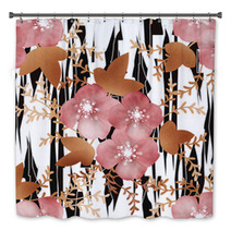 Flowers On Wild Skin Leather Seamless Pattern Background Bath Decor 65427410