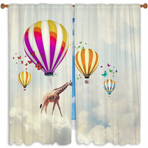 Flying Giraffe Window Curtains 61104094