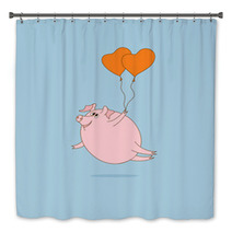 Flying Pig With Heart-shaped Balloons Bath Decor 61082532