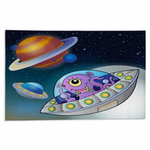 Flying Saucers In Space Rugs 71527359