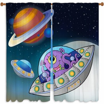 Flying Saucers In Space Window Curtains 71527359
