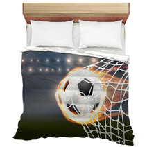 Flying Soccer Balloon With Flames In Goal Bedding 109713838