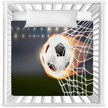 Flying Soccer Balloon With Flames In Goal Nursery Decor 109713838
