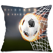 Flying Soccer Balloon With Flames In Goal Pillows 109713838