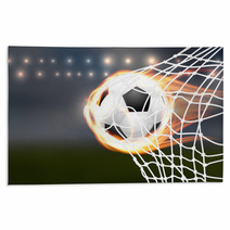 Flying Soccer Balloon With Flames In Goal Rugs 109713838