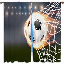 Flying Soccer Balloon With Flames In Goal Window Curtains 109713838