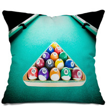 Focus Colour Ball In Rest On The Pool Table For Start A Game Pillows 66967502