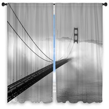 Foggy Morning At The Golden Gate Bridge In San Francisco Window Curtains 134154117