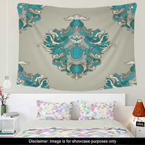 Foliate Blue Pattern Wall Art 50302961