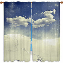 Foot Path In The Snow Window Curtains 72328625