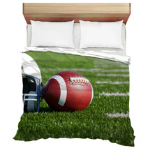 Football And Helmet On The Field Bedding 42014628