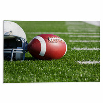 Football And Helmet On The Field Rugs 42014628