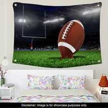 Football Ball On Grass In A Stadium Wall Art 62470185