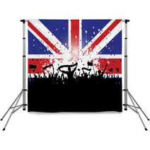 Football Crowd With Banners And Flags On Union Jack Backdrops 42638894