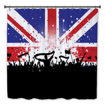 Football Crowd With Banners And Flags On Union Jack Bath Decor 42638894