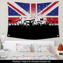 Football Crowd With Banners And Flags On Union Jack Wall Art 42638894