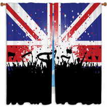 Football Crowd With Banners And Flags On Union Jack Window Curtains 42638894