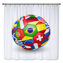 Football Soccer Ball With World Teams Flags. Vector Bath Decor 65549193