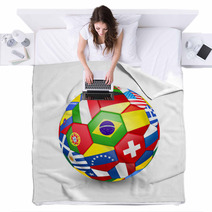 Football Soccer Ball With World Teams Flags. Vector Blankets 65549193