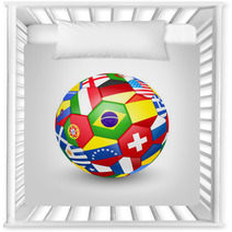Football Soccer Ball With World Teams Flags. Vector Nursery Decor 65549193