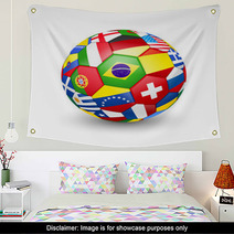 Football Soccer Ball With World Teams Flags. Vector Wall Art 65549193