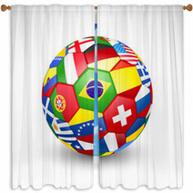 Football Soccer Ball With World Teams Flags. Vector Window Curtains 65549193