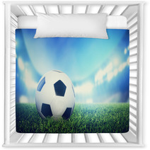 Football, Soccer Match. A Leather Ball On Grass On The Stadium Nursery Decor 63925763
