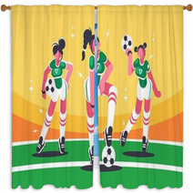 Football Woman Team Window Curtains 210949237