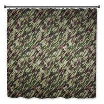 Forest Camouflage Background - A Background With Camouflage Pattern In Forest Colors. Bath Decor 93025515