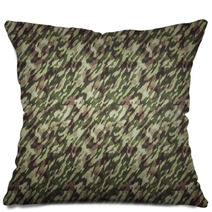 Forest Camouflage Background - A Background With Camouflage Pattern In Forest Colors. Pillows 93025515
