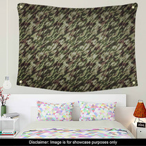 Forest Camouflage Background - A Background With Camouflage Pattern In Forest Colors. Wall Art 93025515