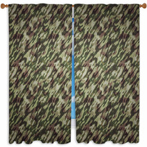 Forest Camouflage Background - A Background With Camouflage Pattern In Forest Colors. Window Curtains 93025515