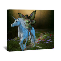 Forest Fairy And Unicorn Wall Art 63591288