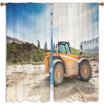 Fork Lift In A Construction Site Window Curtains 62688091