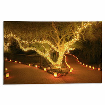 Forked Path Illuminated By Tree Lights And Luminarias Rugs 37547304