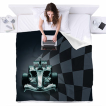Formula 1 Car And Flag Blankets 1464788