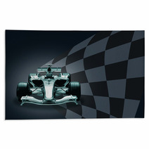 Formula 1 Car And Flag Rugs 1464788