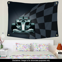 Formula 1 Car And Flag Wall Art 1464788